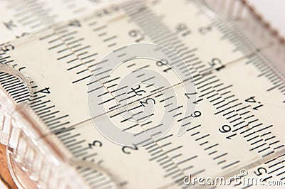 Vernier scale logarithmic ruler Stock Photo