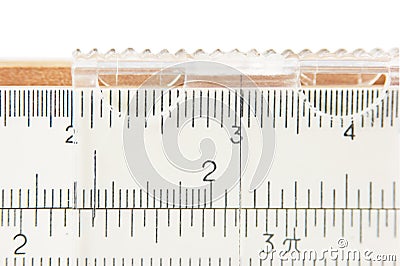 Vernier scale logarithmic ruler Stock Photo