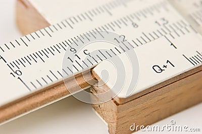 Vernier scale logarithmic ruler Stock Photo