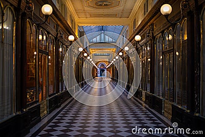 Vero-Dodat covered passage, early morning with no people, Paris, France Editorial Stock Photo