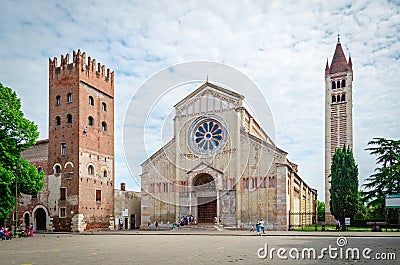 Verona (Italy), Basilica of San Zeno Editorial Stock Photo
