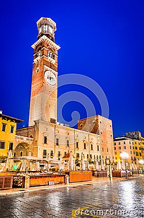 Verona, Italy - Torre dei Lamberti Stock Photo