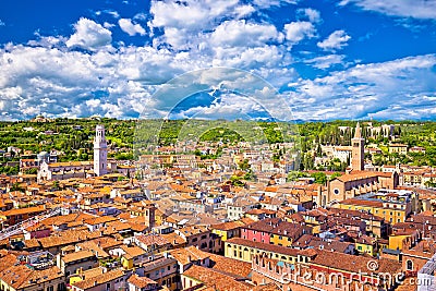 Verona rooftops and cityscape aerial view Stock Photo
