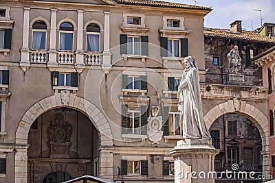 Verona`s Dante statue 2 Stock Photo