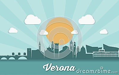 Verona skyline - Italy - illustration Vector Illustration