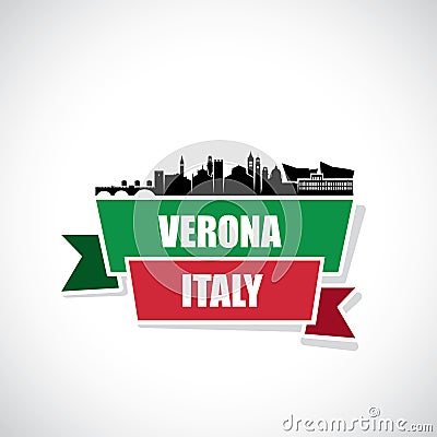 Verona skyline - ribbon banner - Italy - vector illustration Vector Illustration