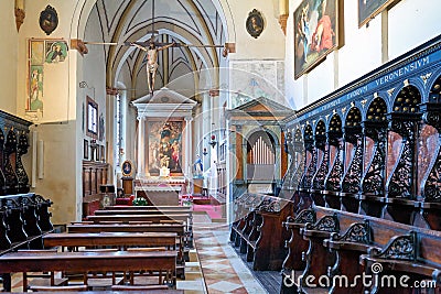 Verona Veneto Italy. The Basilica of Saint Anastasia. Cappella Giusti (Giusti chapel Editorial Stock Photo