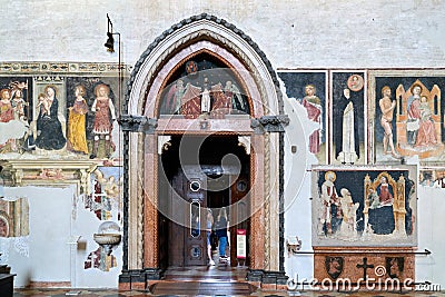 Verona Veneto Italy. The Basilica of Saint Anastasia. The entrance of the Cappella Giusti (Giusti chapel Editorial Stock Photo