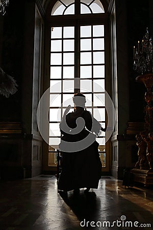 VERSAILLE FRANCE: Historical reenactors at the Chateau de Versailles, the estate of Versaille was the home and court of Louis XIV Editorial Stock Photo