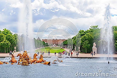 VERSAILLES, FRANCE - 02, JULY 2016 : Fountain of Apollo in a beautful and Famous Gardens of Versailles (Chateau de Versailles). F Editorial Stock Photo