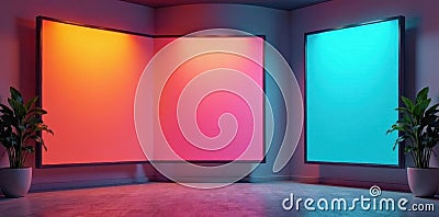 Versatile blank screens and frames for custom ads , blank screen, design, empty display Stock Photo
