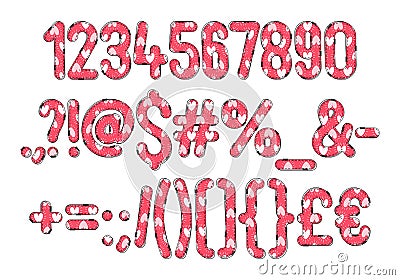 Versatile Collection of Hearts Numbers and Punctuation for Various Uses Vector Illustration