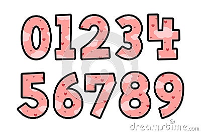 Versatile Collection of Love Cloud Numbers for Various Uses Vector Illustration