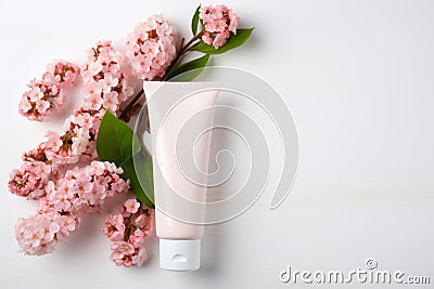 Versatile Flower cosmetic mockup. Generate Ai Stock Photo