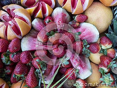 Versatile fruit, bright colors, ready for serving, completely fresh, close shot from above Stock Photo