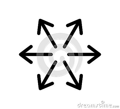 Versatile icon. Multifunction sign. Arrows pointing in different directions. Multipurpose symbol. Multi function line Vector Illustration