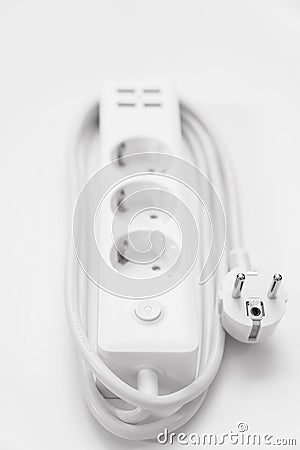a versatile modern white extension cord with sockets and usb ports Stock Photo