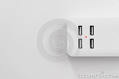 a versatile modern white extension cord with usb ports Stock Photo