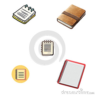 Notebook Icon Set: Minimalist Design with Transparent Background Stock Photo