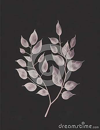 Light Serenity: A Delicate Watercolor of Eucalyptus on a Black Background Stock Photo