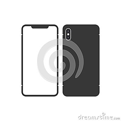 version of black slim smartphone similar to iphone x with blank screen. vector icon. Cartoon Illustration