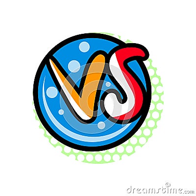 Versus comic battle sign in cartoon style Vector Illustration