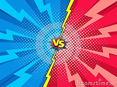 Versus comic book template background, superhero battle intro Vector Illustration