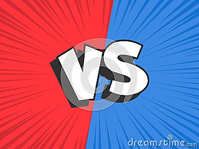 Versus compare. Red VS blue battle conflict frame, confrontation clash and fight comic vector illustration background Vector Illustration