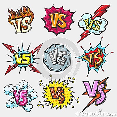 Versus doodle patch set Vector Illustration