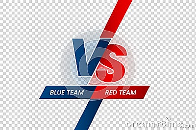 Versus duel headline. Battle red vs blue team frame, game match competition and teams confrontation isolated vector Vector Illustration