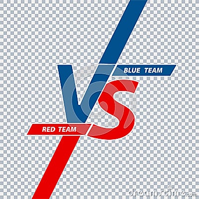 Versus duel headline. Battle red vs blue team frame, game match competition and teams confrontation. Vs challenge logo, team Vector Illustration