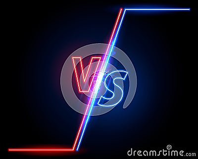 Versus game cover, neon banner sport vs, team concept Cartoon Illustration