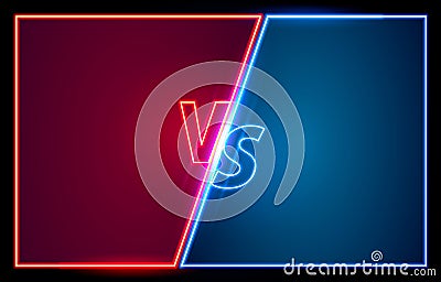 Versus game cover, neon banner sport vs, team concept. Vector Illustration