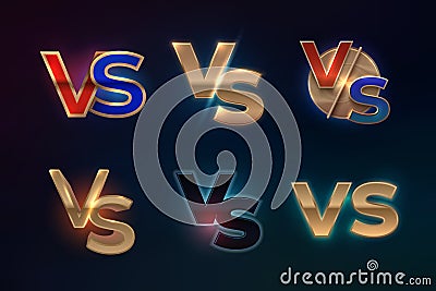 Versus logo set. VS letters for sport competition, MMA boxing fight match screen, game concept. Vector versus banner Vector Illustration