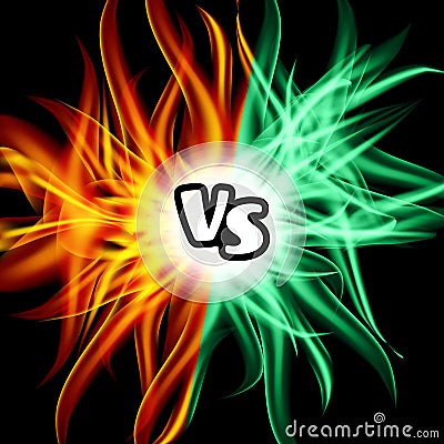 Versus Vector. VS Letters. Flame Fight Background Design. Competition Concept. Fight Symbol Vector Illustration