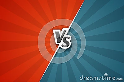 Versus VS Background Letters vs on a red and blue background of lines rays Blank template background for team competition battle Vector Illustration