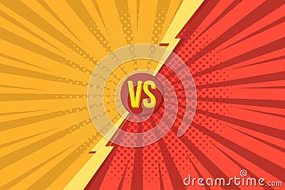 Versus VS letters fight backgrounds in pop art retro comics style with halftone Vector Illustration