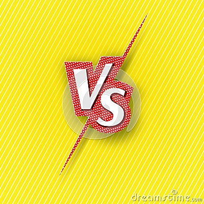 Versus VS logo icon Letter comic vs on a yellow background of line ray Blank template background for team competition battle Vector Illustration