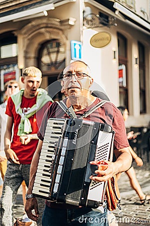 Vertcial shot of people and tourists exploring the cultural city of Brussels, Belgium Editorial Stock Photo