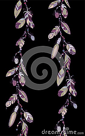 Vertica purple seamless colored ornamental pattern with a rope Stock Photo