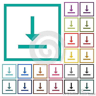 Vertical align bottom flat color icons with quadrant frames Vector Illustration