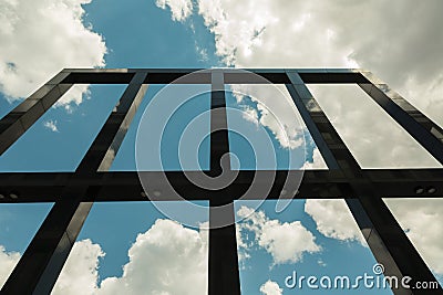 Architectural raster made of vertical black metal plates Stock Photo