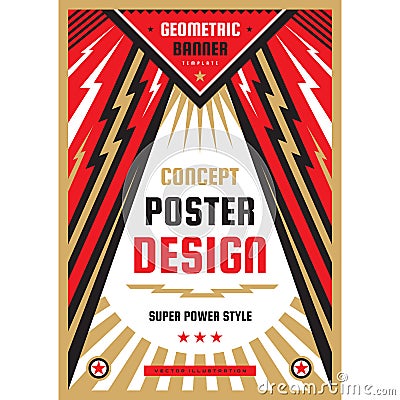 Vertical art poster template in heavy power style. National patriotism freedom vertical banner. Graphic design layout. Music rock Vector Illustration