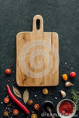 Vertical background with cutting board Stock Photo