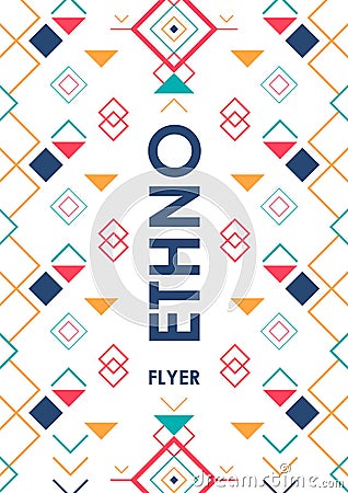 Vertical background with geometric ethnic ornament. ethno abstract poster template with place for text Vector Illustration