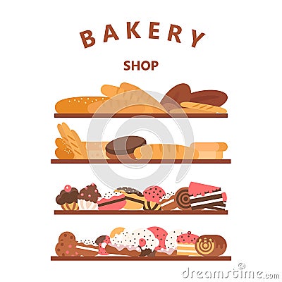 Vertical bakery banners. Baking, bread and cakes. Vector flat Vector Illustration