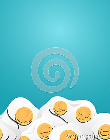 Vertical banner with 3d eggs cut out from paper. Fried eggs. Vector template Vector Illustration