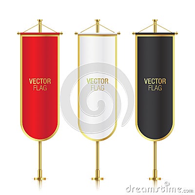 Vertical banner flags with oval endings. Vector Illustration