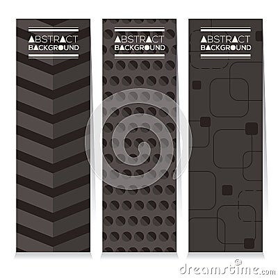 Vertical Banner Set Of Different Three Style Modern Graphic Theme. Vector Illustration