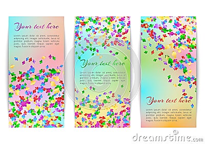 Vertical banners with confetti Vector Illustration